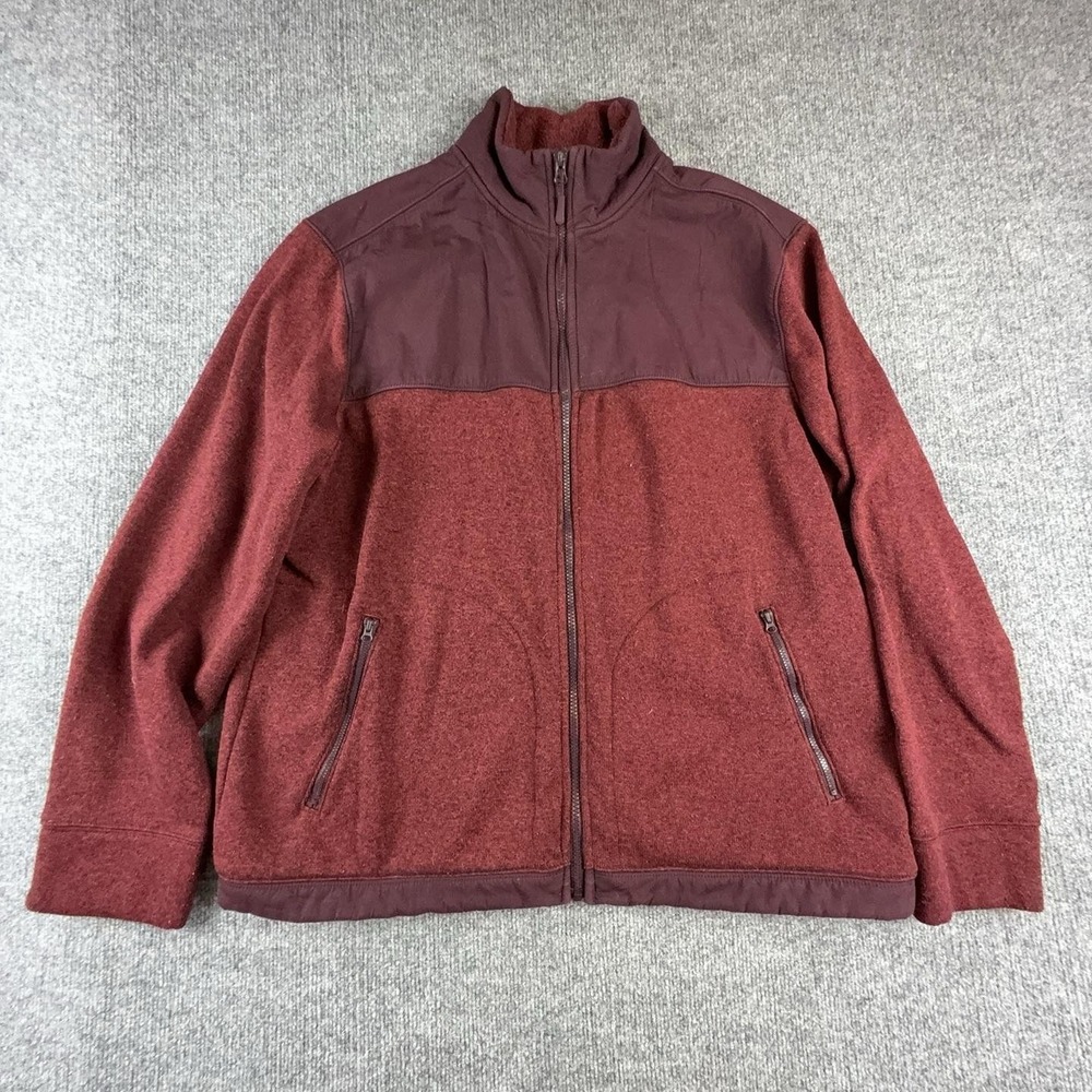 Goodfellow & Co Jacket Mens XL Red Fleece Full Zip Stand Collar Pockets Outdoor